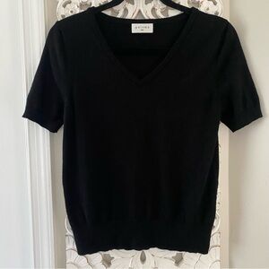 Paloma 100% Merino Wool V-Neck Short Sleeve Sweater SzMP Luxury Old Money